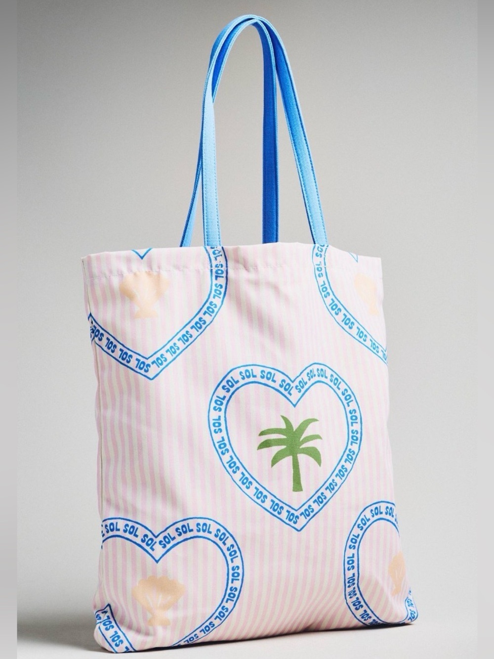 NWT Anthropologie Graphic Canvas Tote in Stripe Celadine O/S - Picture 2 of 7